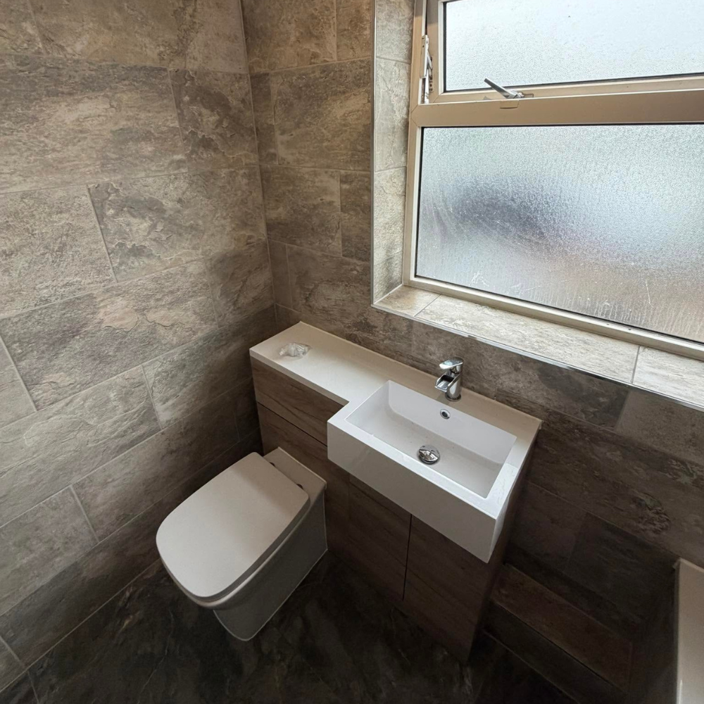 Compact bathroom transformation project detail